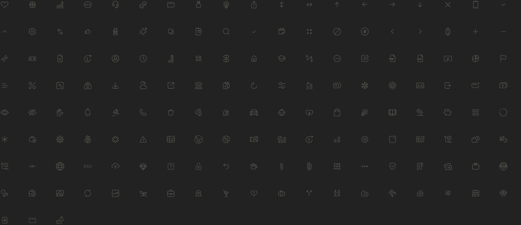A grid of Entercard product icons covering finance, account, navigation, and support actions.